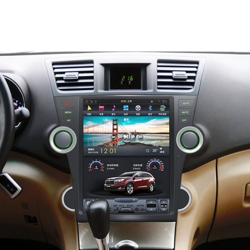 Toyota Highlander 2009-2013 için 12 inç Qualcomm Araba Android Kafa Ünitesi Tesla Tarzı Android11
