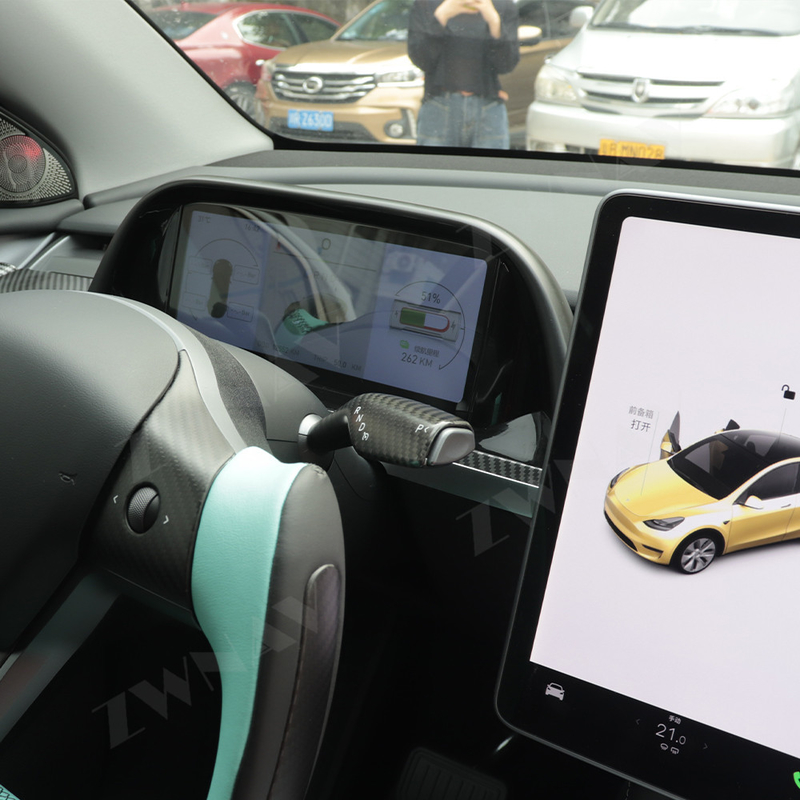 Karbon Fiber Araba LCD Gösterge Paneli Tesla Model 3 Model Y Dijital Küme