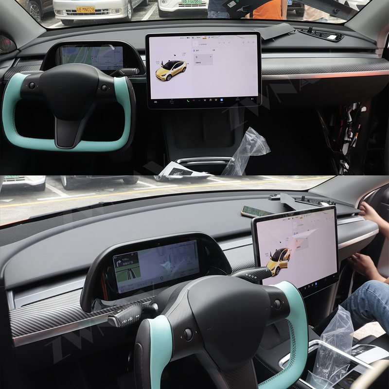 Karbon Fiber Araba LCD Gösterge Paneli Tesla Model 3 Model Y Dijital Küme