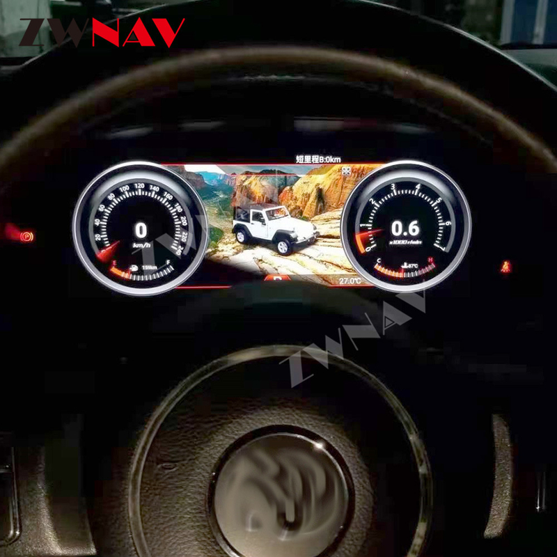 12.3 &quot;LCD Dijital Alet Kümesi Ekranı Jeep Wrangler Araba Panosu GPS Navigasyon