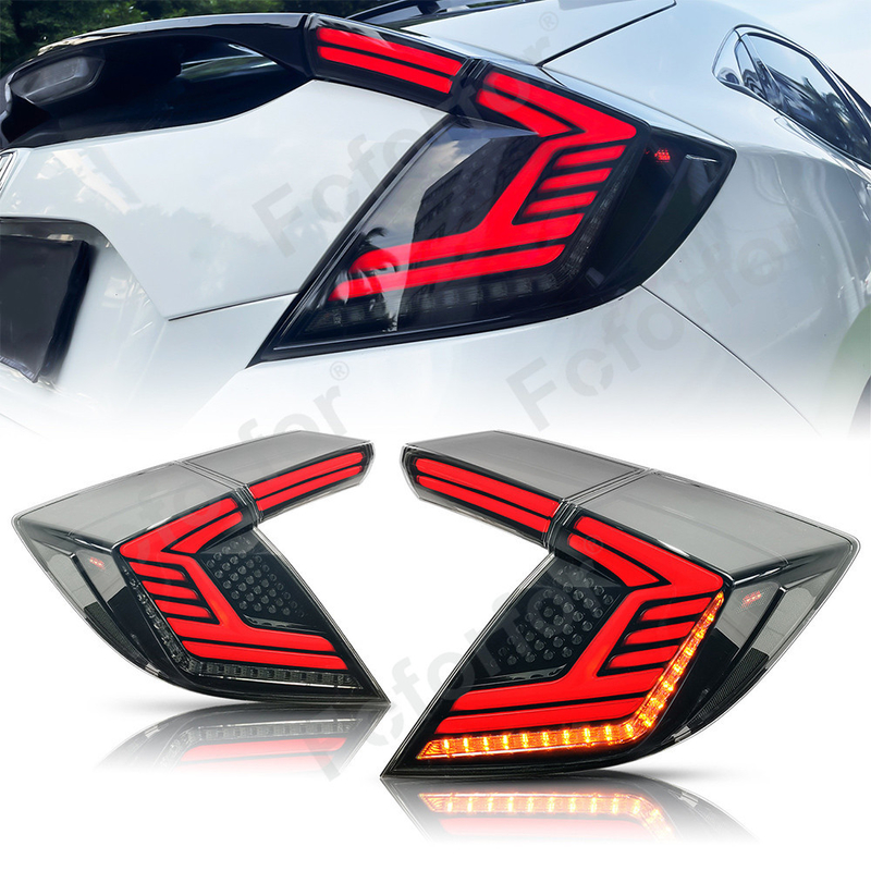 Araba Kuyruk Lambası2016-2021Honda 10 Nesil Civic 2 Bölme LED Kuyruk Lambası Tertibatı Döner Akışlı Direksiyon