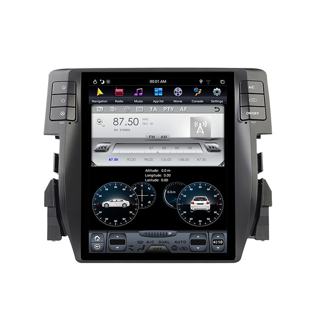 Honda Civic için Dikey Ekran 128G Tek Din Bluetooth Kafa Ünitesi