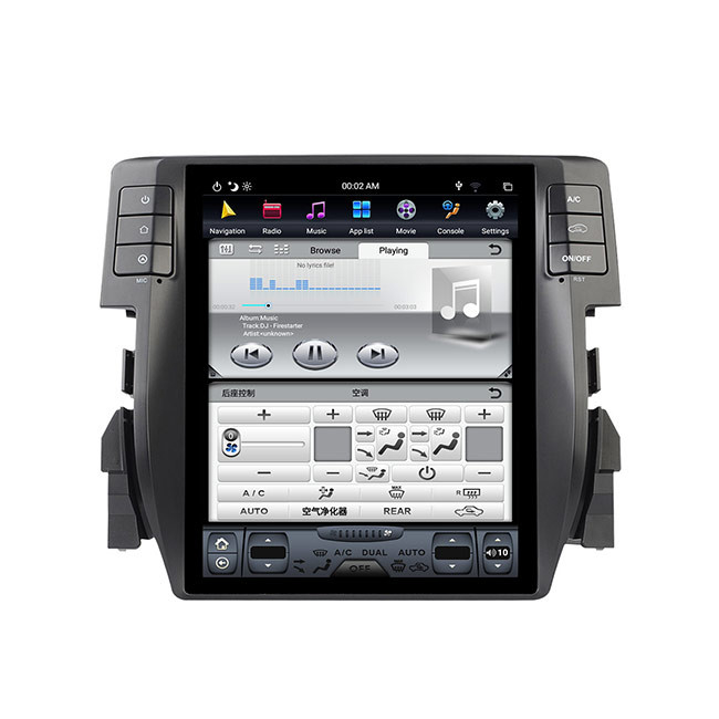 Honda Civic için Dikey Ekran 128G Tek Din Bluetooth Kafa Ünitesi