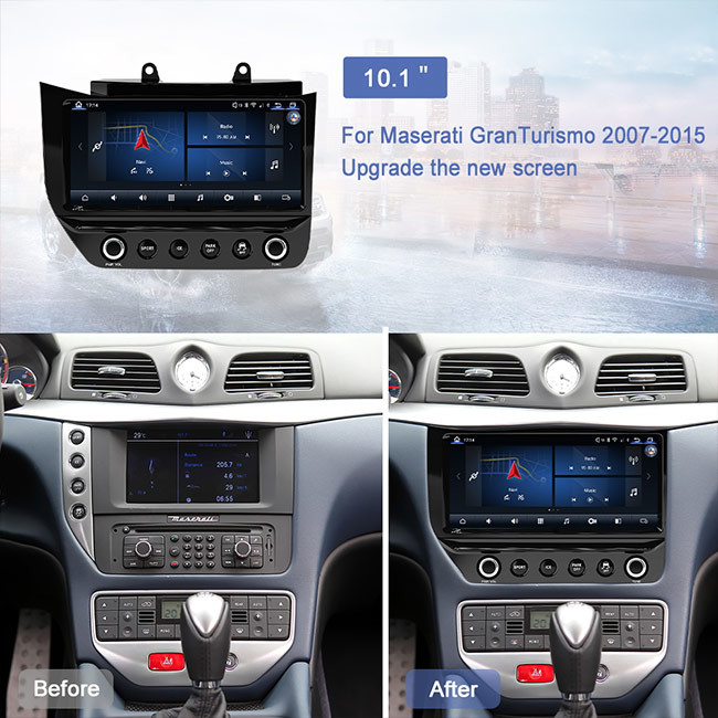 Maserati GT/GC GranTurismo için Android 10 Araba Radyo Ön Panosu Siyah Ekran Karbon Fiber