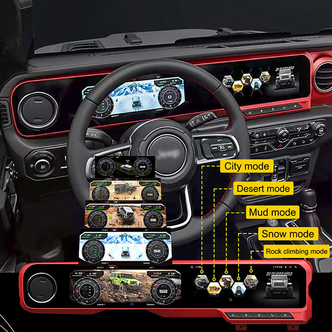 Jeep Wrangler JL 2018-2021 için Dijital Küme Araba Multimedya Oynatıcı Çift Ekran